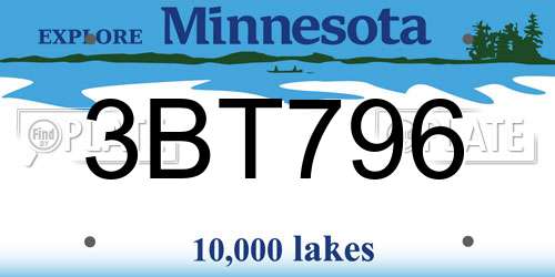 3BT796 Minnesota License Plate