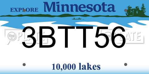 3BTT56 Minnesota License Plate