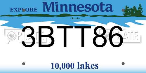 3BTT86 Minnesota License Plate