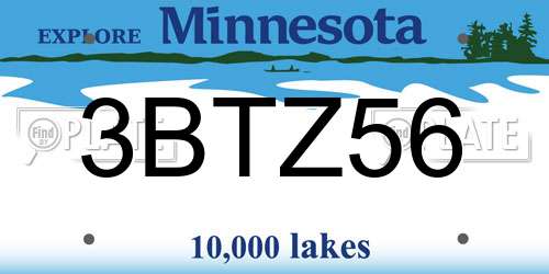 3BTZ56 Minnesota License Plate