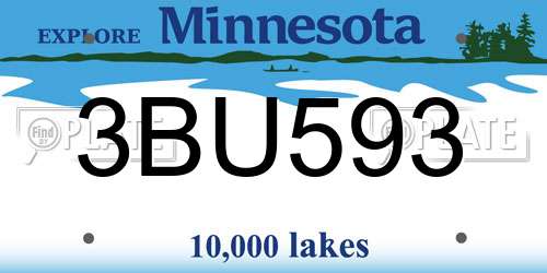 3BU593 Minnesota License Plate