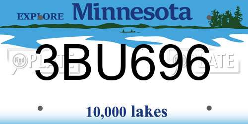 3BU696 Minnesota License Plate