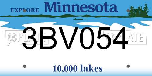 3BV054 Minnesota License Plate