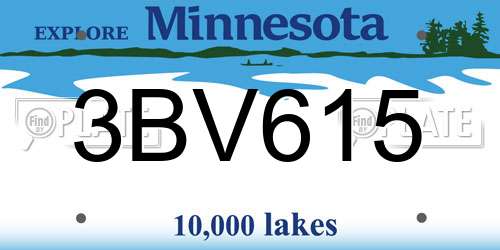 3BV615 Minnesota License Plate