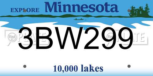 3BW299 Minnesota License Plate