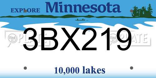 3BX219 Minnesota License Plate