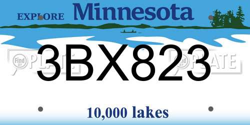 3BX823 Minnesota License Plate