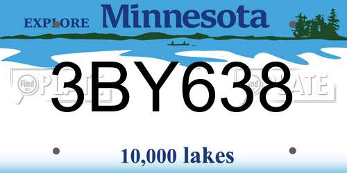 3BY638 Minnesota License Plate