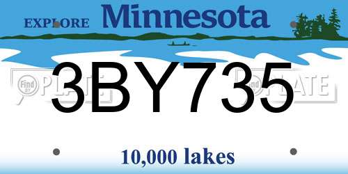 3BY735 Minnesota License Plate