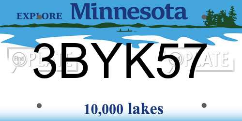 3BYK57 Minnesota License Plate