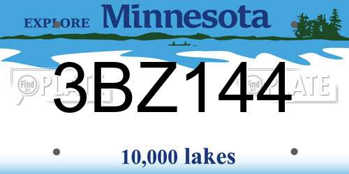 3BZ144 Minnesota License Plate