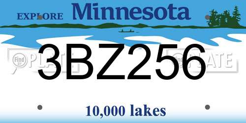 3BZ256 Minnesota License Plate