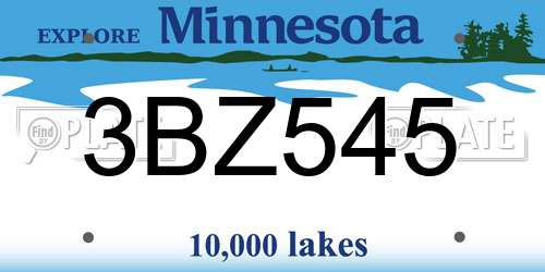 3BZ545 Minnesota License Plate