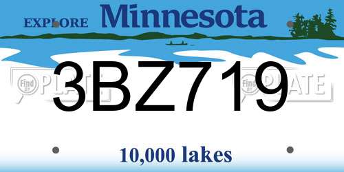 3BZ719 Minnesota License Plate