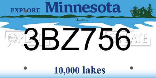 3BZ756 Minnesota License Plate