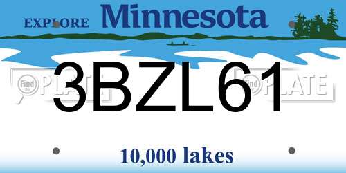 3BZL61 Minnesota License Plate