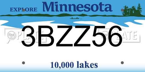 3BZZ56 Minnesota License Plate