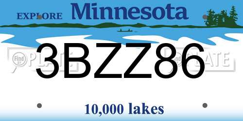 3BZZ86 Minnesota License Plate