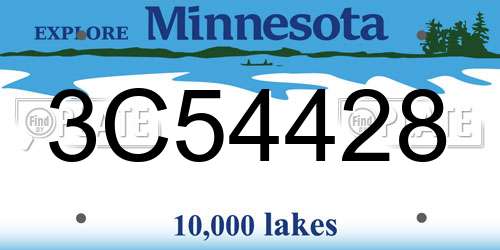 3C54428 Minnesota License Plate