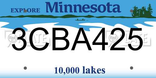 3CBA425 Minnesota License Plate