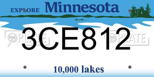 3CE812 Minnesota License Plate