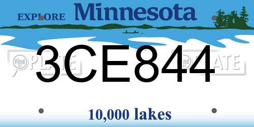 3CE844 Minnesota License Plate