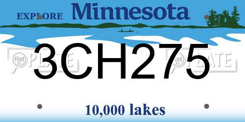 3CH275 Minnesota License Plate