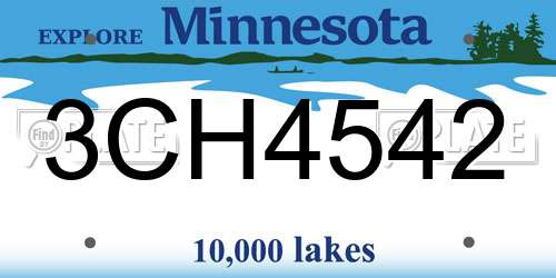 3CH4542 Minnesota License Plate