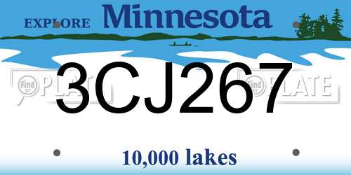 3CJ267 Minnesota License Plate