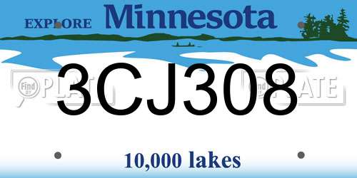 3CJ308 Minnesota License Plate