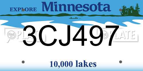 3CJ497 Minnesota License Plate