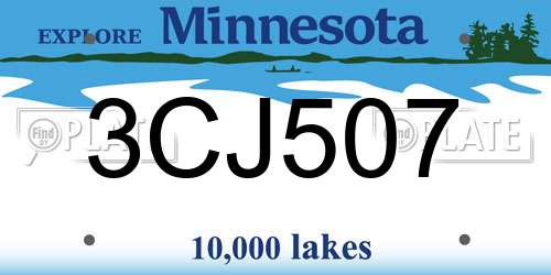 3CJ507 Minnesota License Plate