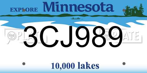 3CJ989 Minnesota License Plate