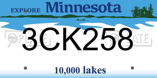 3CK258 Minnesota License Plate