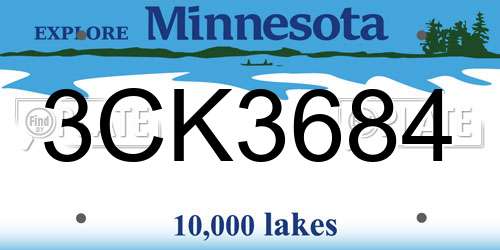 3CK3684 Minnesota License Plate