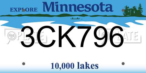 3CK796 Minnesota License Plate