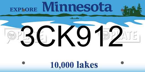 3CK912 Minnesota License Plate