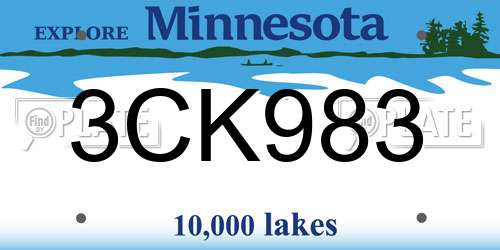 3CK983 Minnesota License Plate