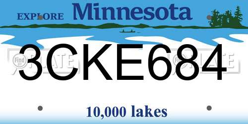 3CKE684 Minnesota License Plate