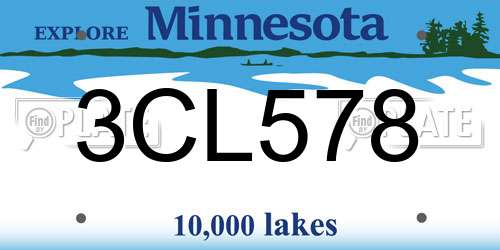 3CL578 Minnesota License Plate