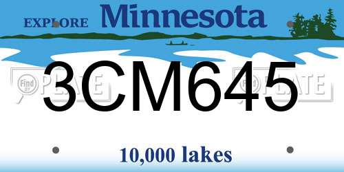 3CM645 Minnesota License Plate