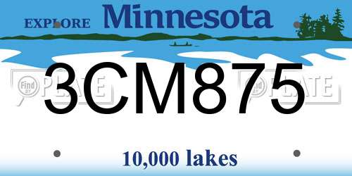 3CM875 Minnesota License Plate