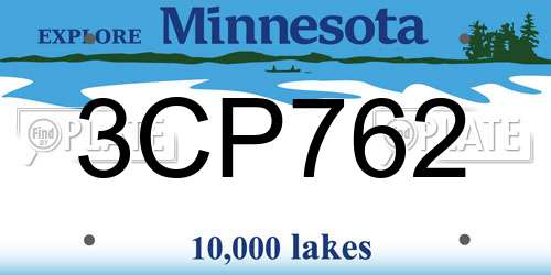 3CP762 Minnesota License Plate