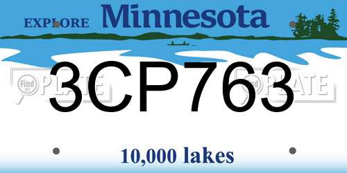 3CP763 Minnesota License Plate