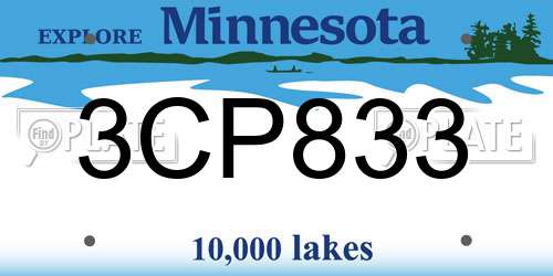 3CP833 Minnesota License Plate