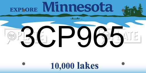 3CP965 Minnesota License Plate