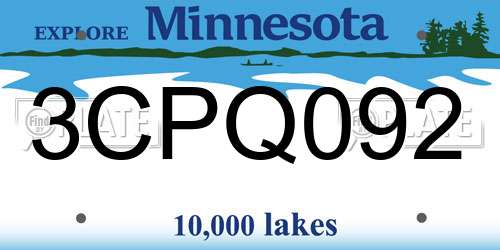 3CPQ092 Minnesota License Plate