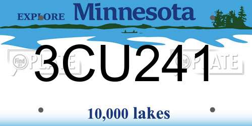 3CU241 Minnesota License Plate