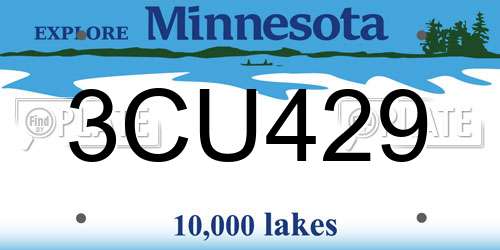 3CU429 Minnesota License Plate