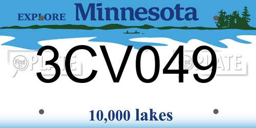 3CV049 Minnesota License Plate